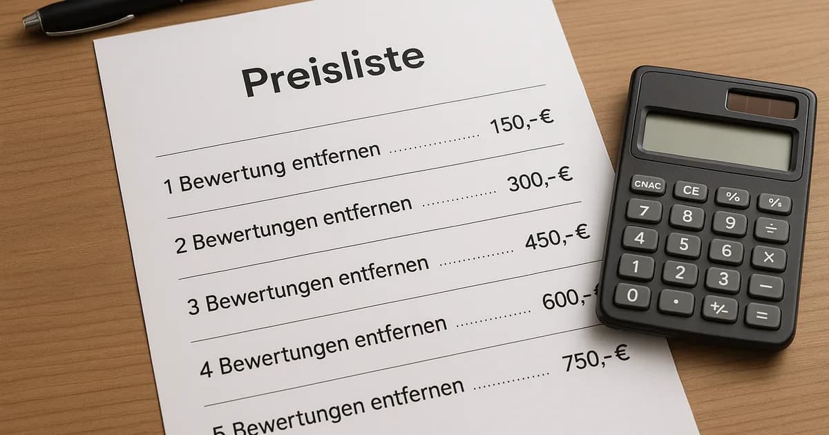 Transparente Kostenaufstellung für Google-Bewertungs-Löschung