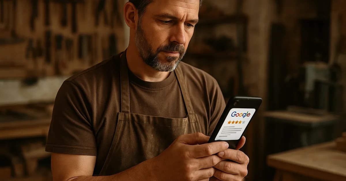 Handwerksbetrieb prüft Google-Bewertung ohne Auftrag