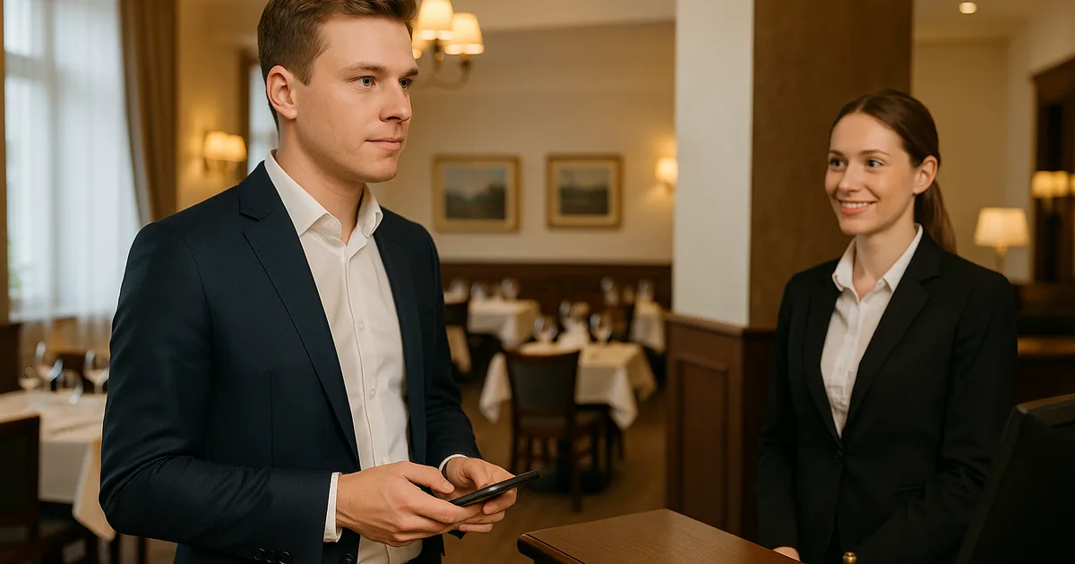Restaurant- und Hotelbetrieb mit Gästebewertungen auf dem Handy