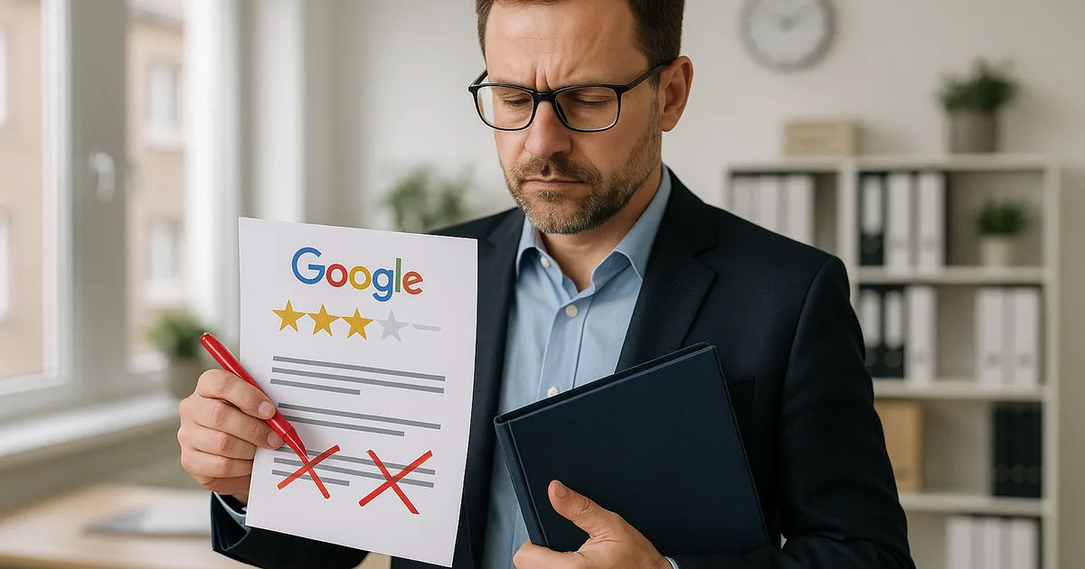 Dokumentation falscher Tatsachen in einer Google-Bewertung